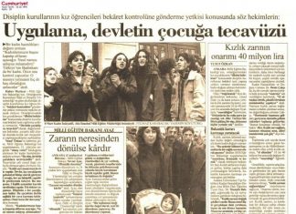 9 February 1995: “No to Virginity Testing” protest in front of the Directorate of National Education